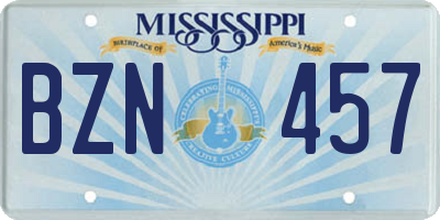 MS license plate BZN457
