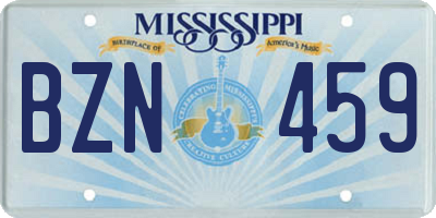 MS license plate BZN459