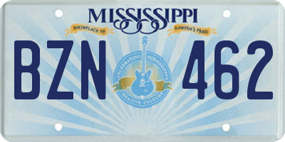 MS license plate BZN462