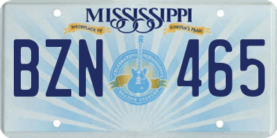 MS license plate BZN465