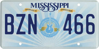MS license plate BZN466