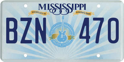 MS license plate BZN470