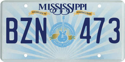 MS license plate BZN473