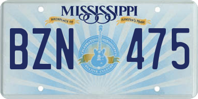MS license plate BZN475