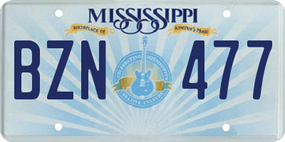 MS license plate BZN477