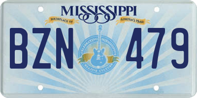 MS license plate BZN479