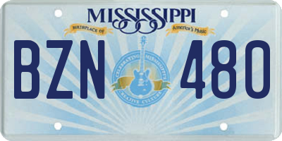 MS license plate BZN480