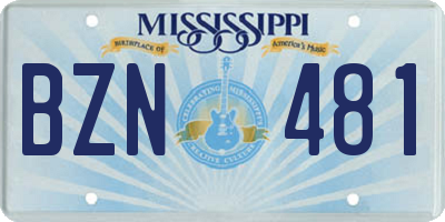 MS license plate BZN481
