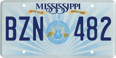 MS license plate BZN482