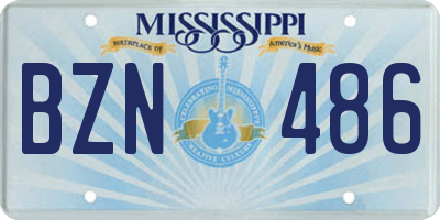 MS license plate BZN486