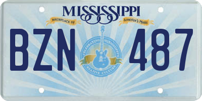 MS license plate BZN487