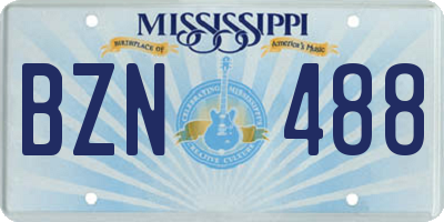 MS license plate BZN488