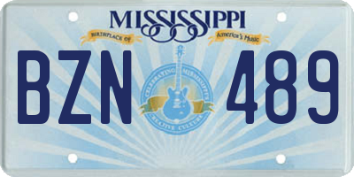 MS license plate BZN489