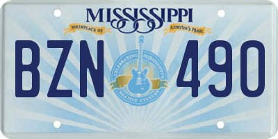 MS license plate BZN490