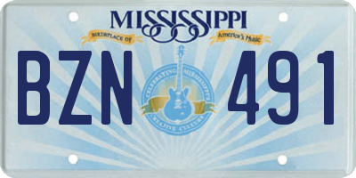 MS license plate BZN491