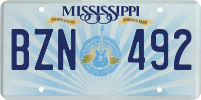 MS license plate BZN492