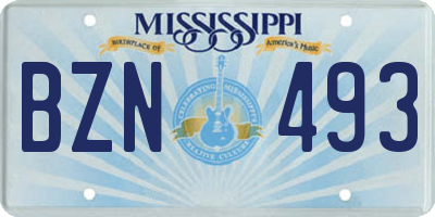 MS license plate BZN493