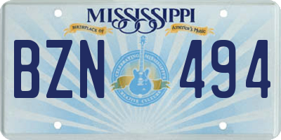 MS license plate BZN494
