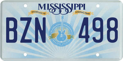 MS license plate BZN498