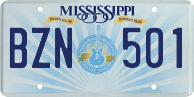 MS license plate BZN501