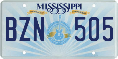 MS license plate BZN505