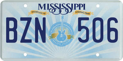 MS license plate BZN506