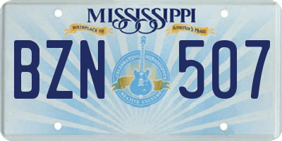 MS license plate BZN507