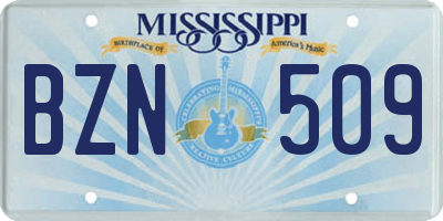MS license plate BZN509