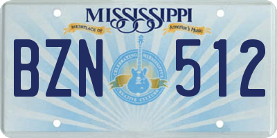 MS license plate BZN512