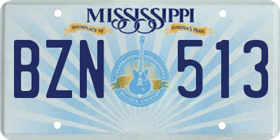 MS license plate BZN513