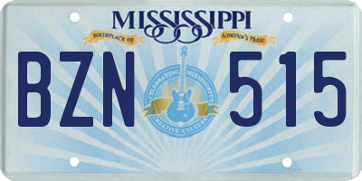 MS license plate BZN515
