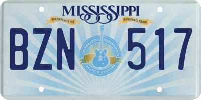 MS license plate BZN517
