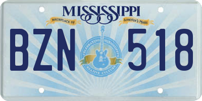 MS license plate BZN518