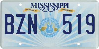MS license plate BZN519