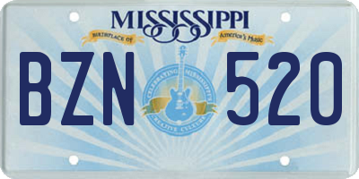 MS license plate BZN520