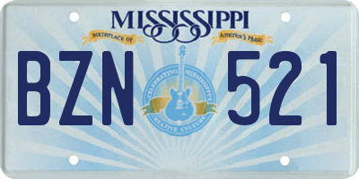 MS license plate BZN521