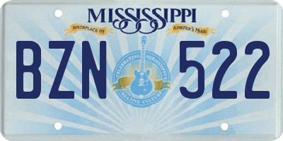 MS license plate BZN522