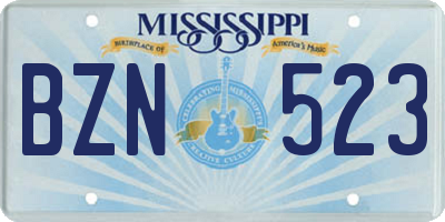 MS license plate BZN523