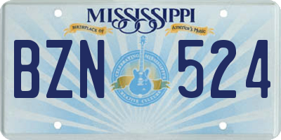 MS license plate BZN524
