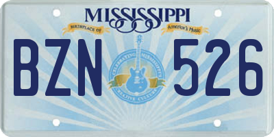 MS license plate BZN526