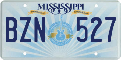 MS license plate BZN527