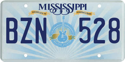 MS license plate BZN528