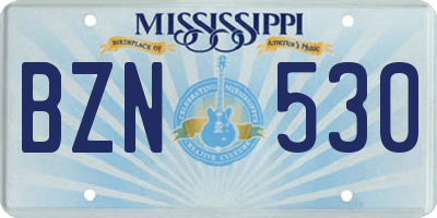 MS license plate BZN530
