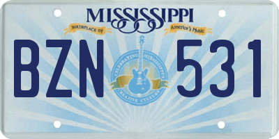 MS license plate BZN531