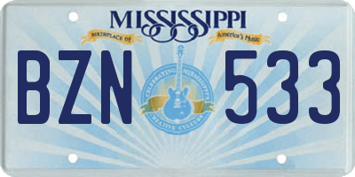 MS license plate BZN533