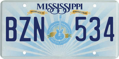 MS license plate BZN534