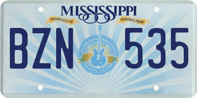 MS license plate BZN535