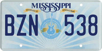 MS license plate BZN538