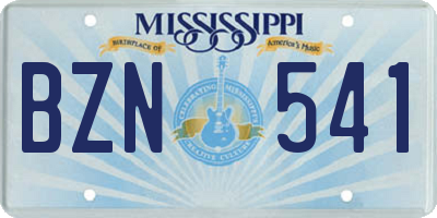 MS license plate BZN541