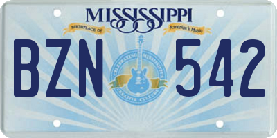 MS license plate BZN542